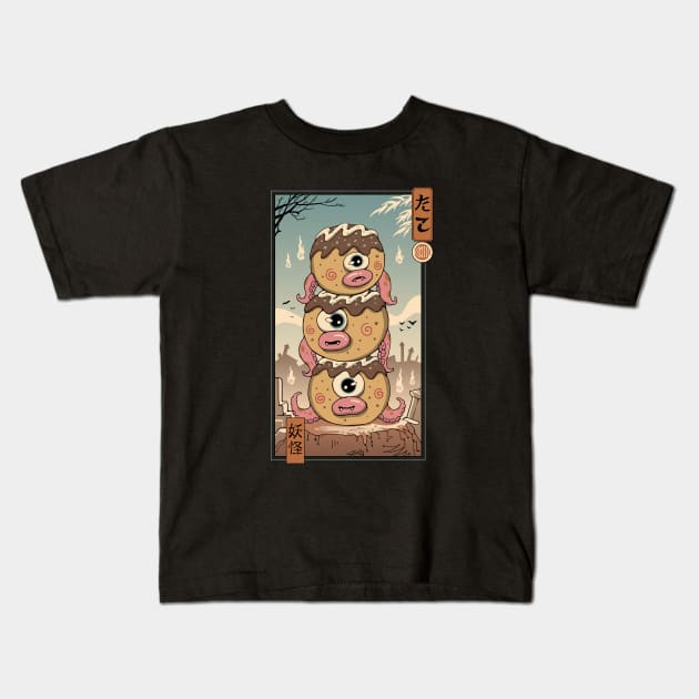 Yokai Takoyaki in Edo Kids T-Shirt by Vincent Trinidad Art